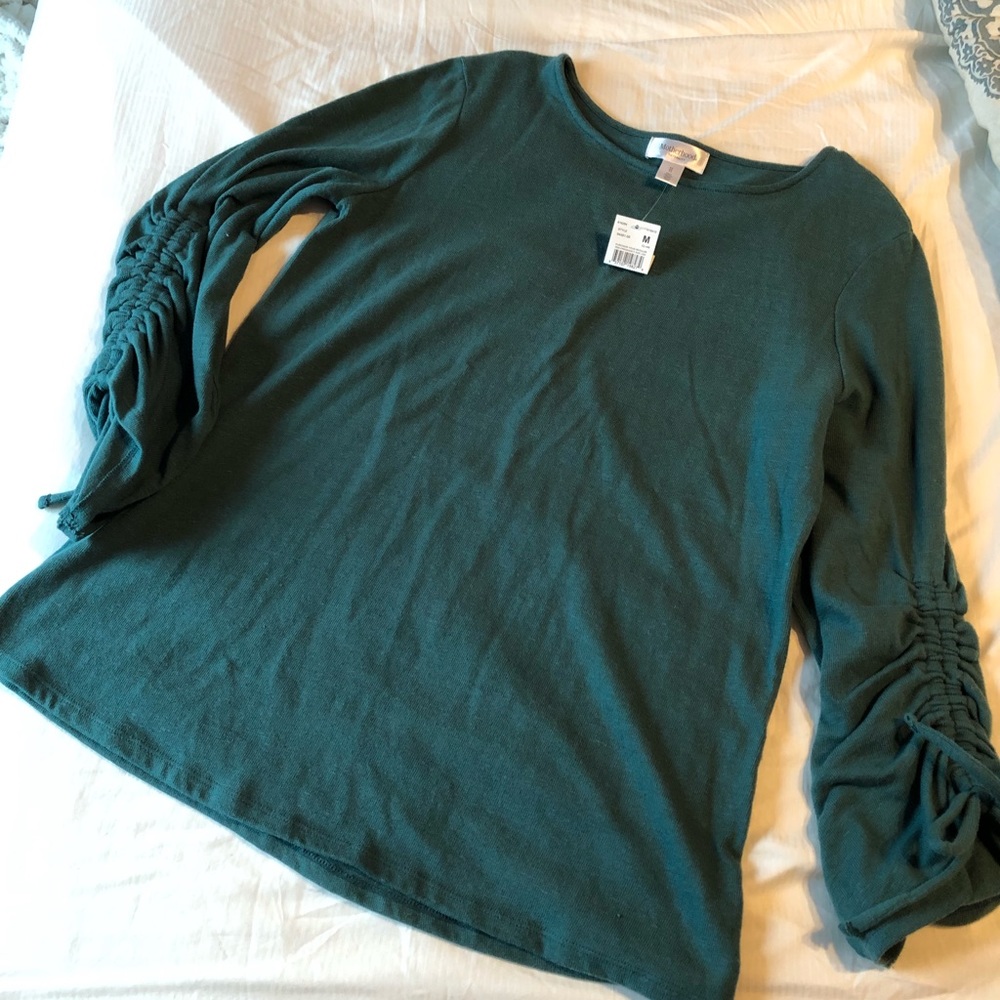 Gathered sleeve maternity sweater